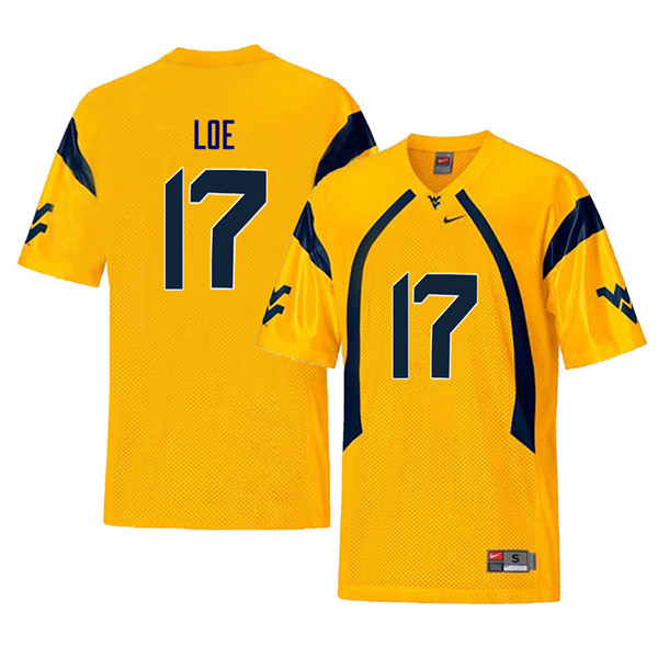 Men #17 Exree Loe West Virginia Mountaineers Retro College Football Jerseys Sale-Yellow - Click Image to Close